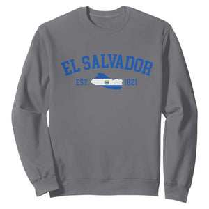 Vintage El Salvador Map Sweatshirt Salvadoran Independence Day Jersey Letters TS10 Charcoal Print Your Wear