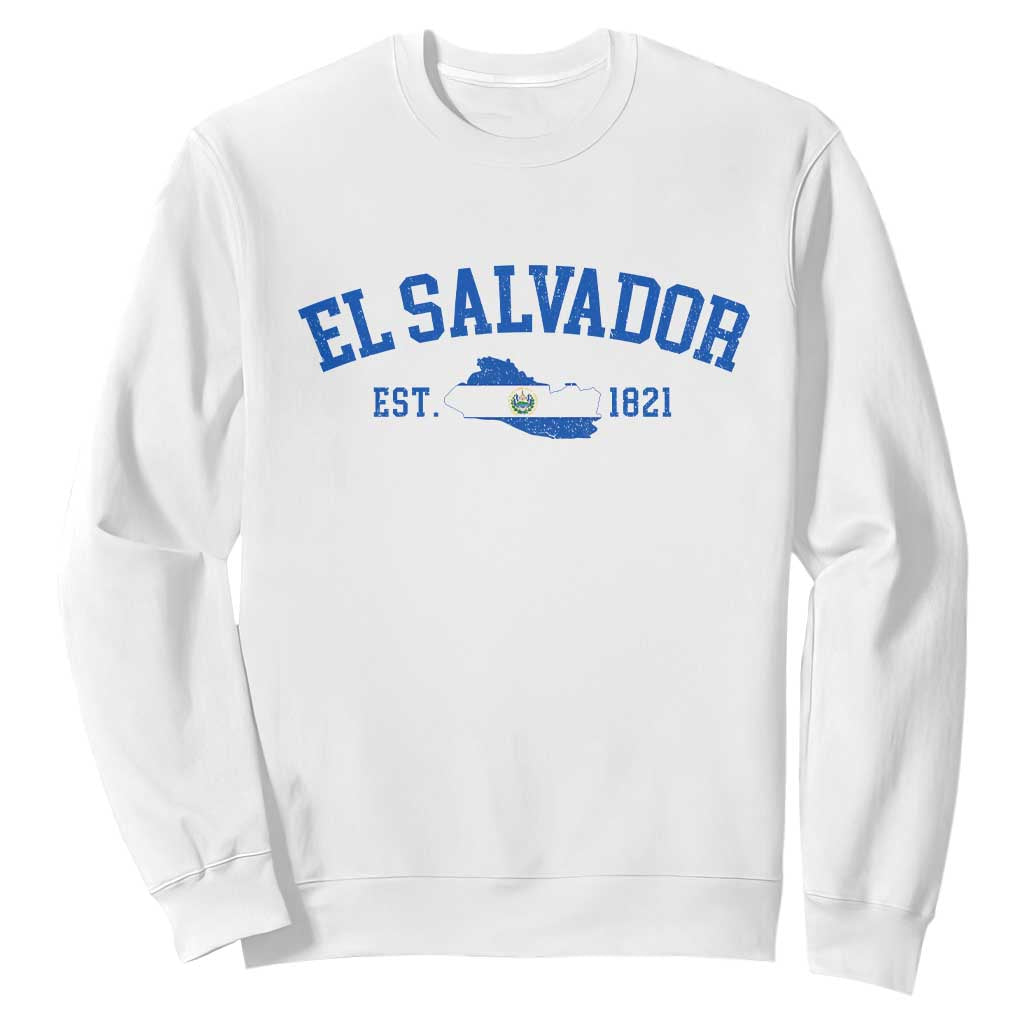 Vintage El Salvador Map Sweatshirt Salvadoran Independence Day Jersey Letters TS10 White Print Your Wear