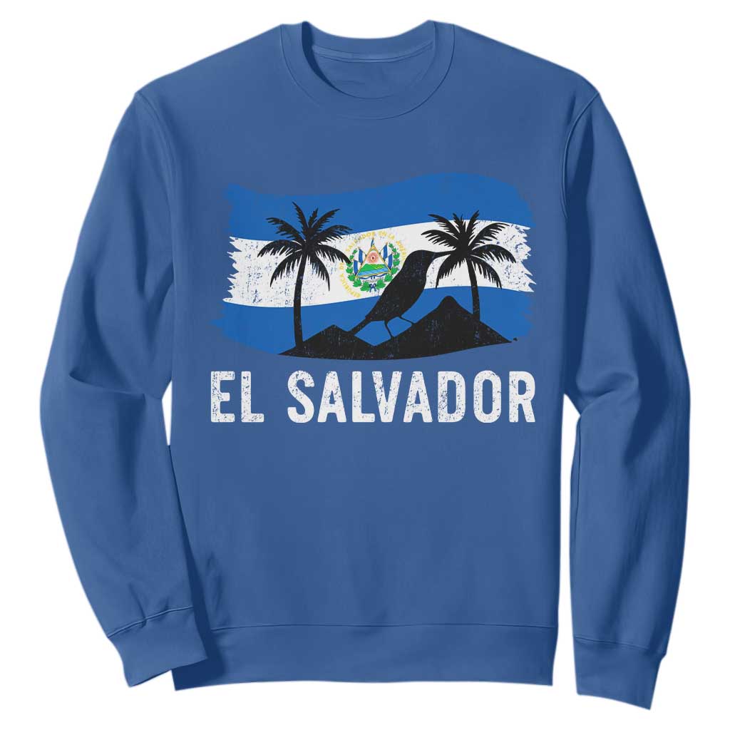 El Salvador Flag Sweatshirt Salvadoran Pride Torogoz Bird Palm Tree Volcano TS10 Royal Blue Print Your Wear