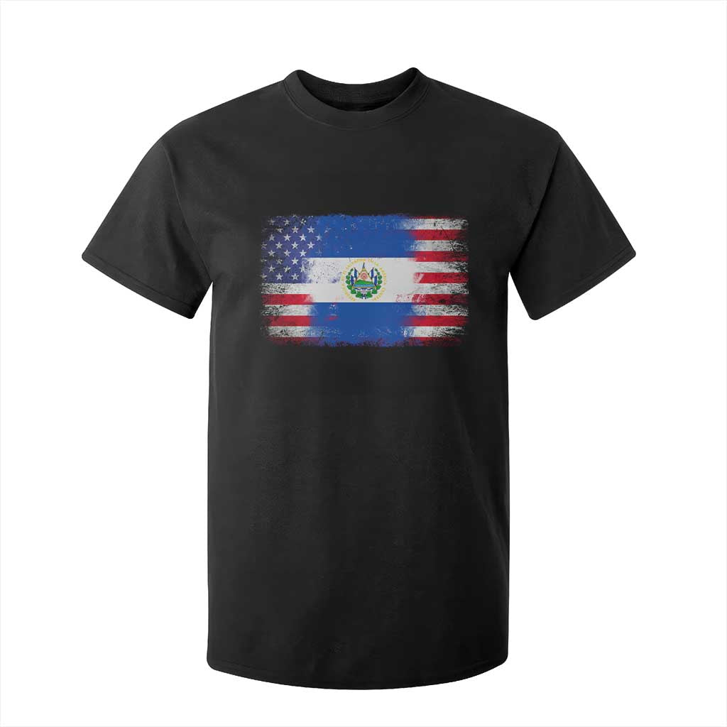 El Salvador American Flag T Shirt For Kid Distressed Grunge USA Salvadoran Pride TS10 Black Print Your Wear