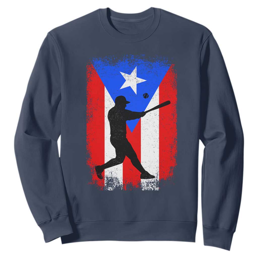Puerto Rico Flag Baseball Sweatshirt Cool Distressed Jersey Gift Boricua Boys TS10 Navy Print Your Wear