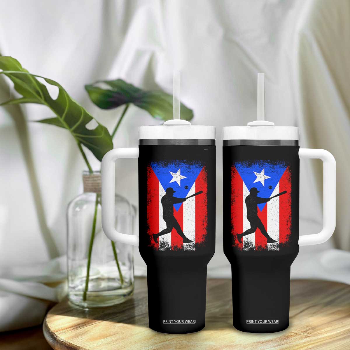 Puerto Rico Flag Baseball Tumbler With Handle Cool Distressed Jersey Gift Boricua Boys TS10 Print Your Wear