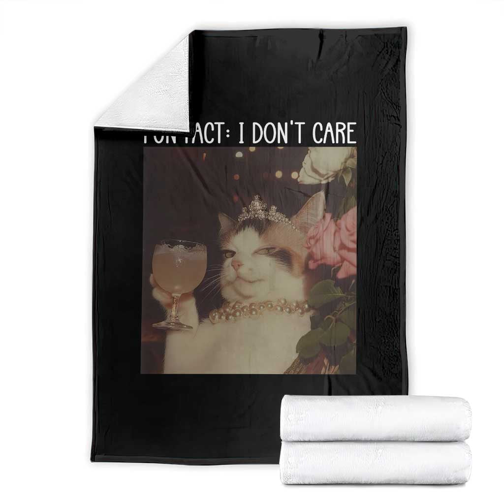 Cat Meme Throw Blanket Fun Fact I Dont Care Funny Saying Quote TS10 Black Print Your Wear