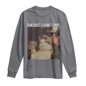 Cat Meme Long Sleeve Shirt Fun Fact I Dont Care Funny Saying Quote TS10 Charcoal Print Your Wear