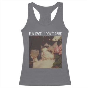 Cat Meme Racerback Tank Top Fun Fact I Dont Care Funny Saying Quote TS10 Charcoal Print Your Wear