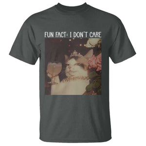 Cat Meme T Shirt Fun Fact I Dont Care Funny Saying Quote TS10 Dark Heather Print Your Wear