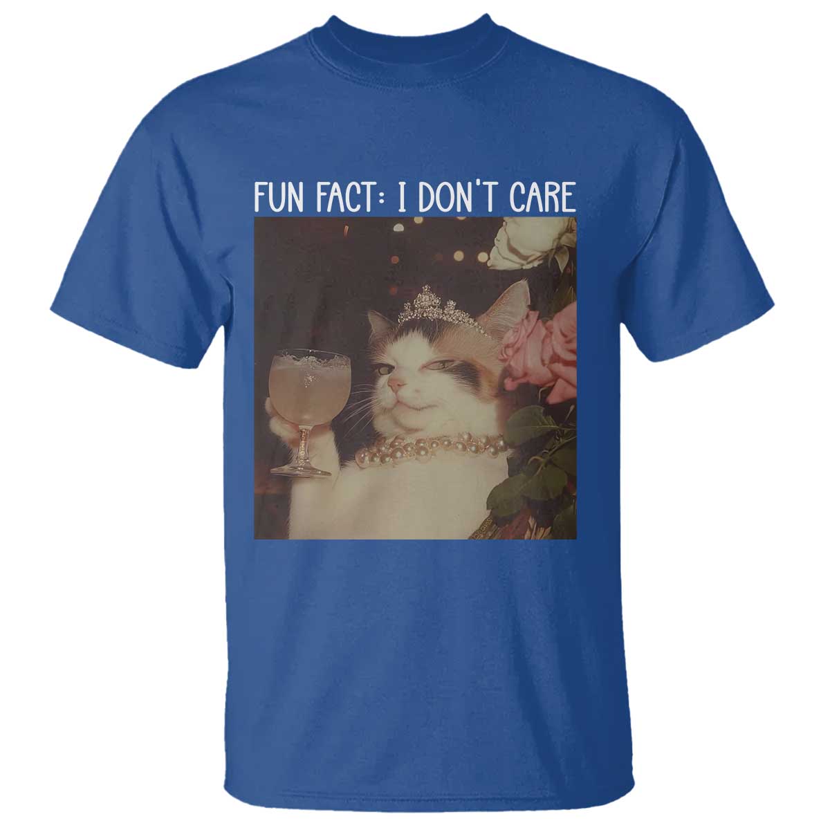 Cat Meme T Shirt Fun Fact I Dont Care Funny Saying Quote TS10 Royal Blue Print Your Wear