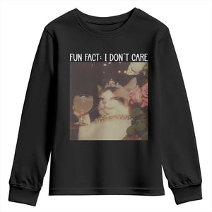 Cat Meme Youth Sweatshirt Fun Fact I Dont Care Funny Saying Quote TS10 Black Print Your Wear