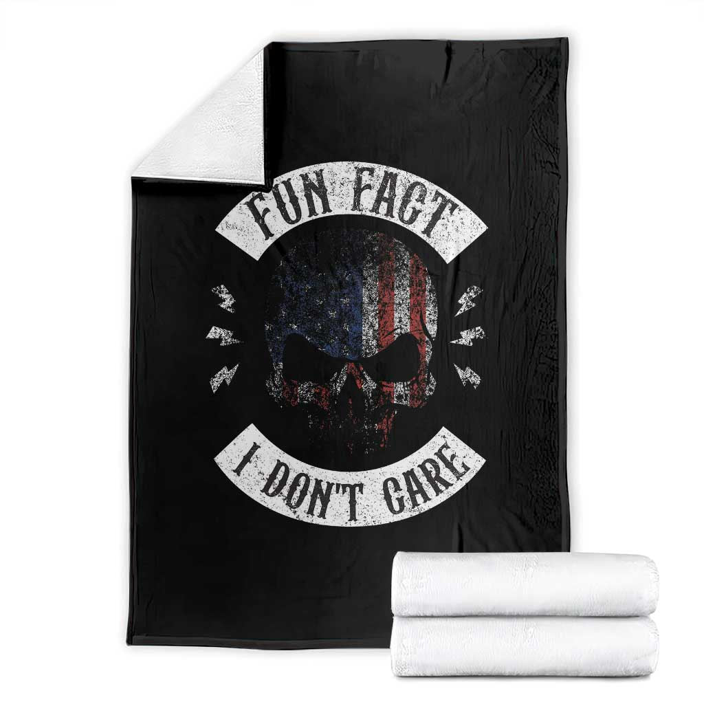 Fun Fact I Dont Care Throw Blanket Retro US Flag Skull Skeleton Funny Saying Quote TS10 Black Print Your Wear