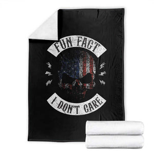 Fun Fact I Dont Care Throw Blanket Retro US Flag Skull Skeleton Funny Saying Quote TS10 Black Print Your Wear