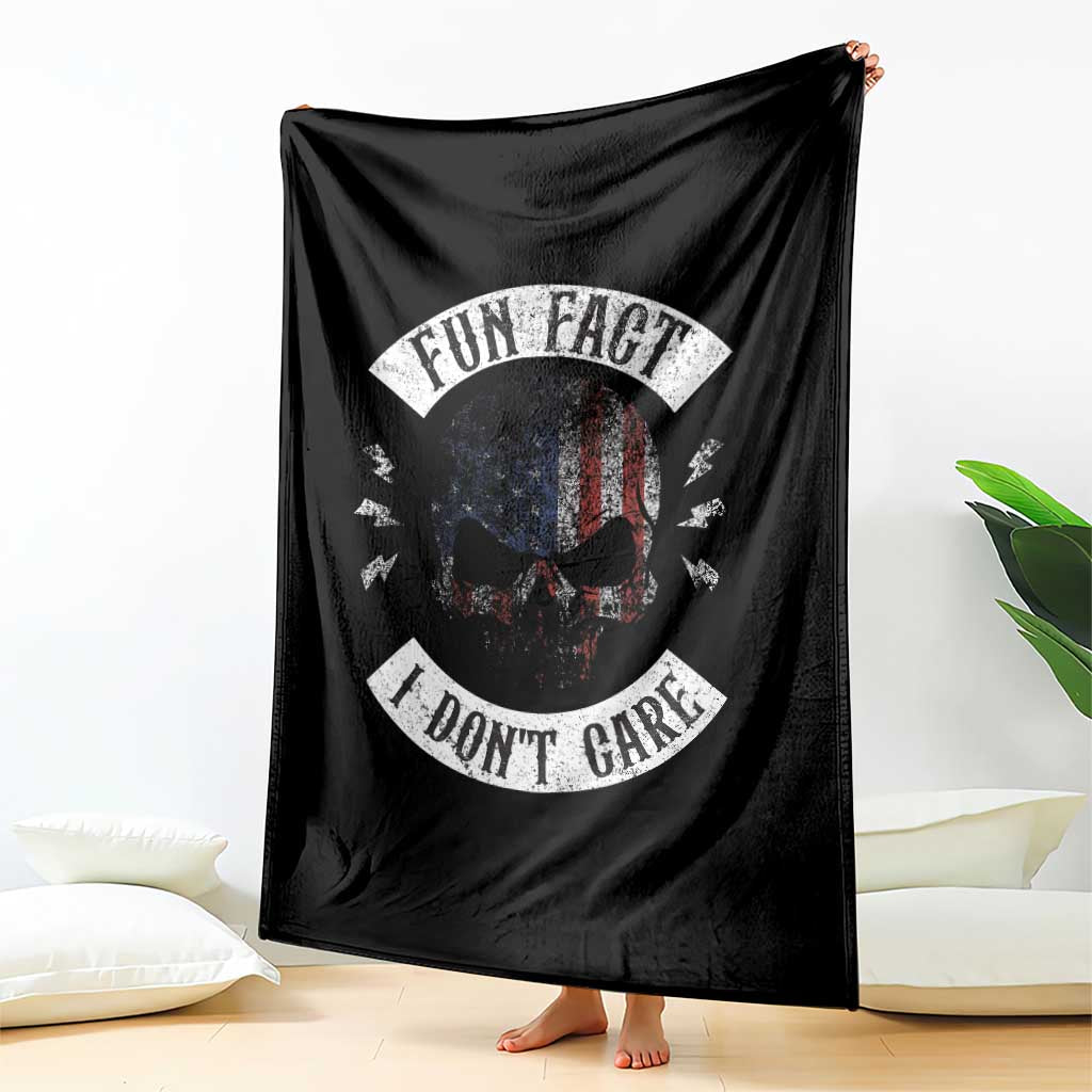 Fun Fact I Dont Care Throw Blanket Retro US Flag Skull Skeleton Funny Saying Quote TS10 Print Your Wear