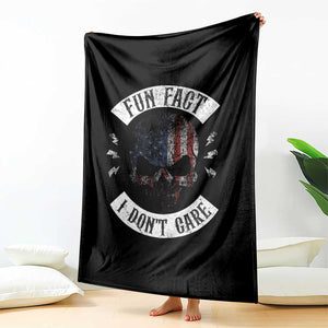 Fun Fact I Dont Care Throw Blanket Retro US Flag Skull Skeleton Funny Saying Quote TS10 Print Your Wear