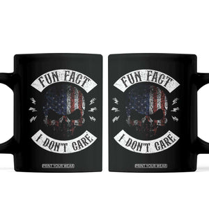 Fun Fact I Dont Care Coffee Mug Retro US Flag Skull Skeleton Funny Saying Quote TS10 Black Print Your Wear