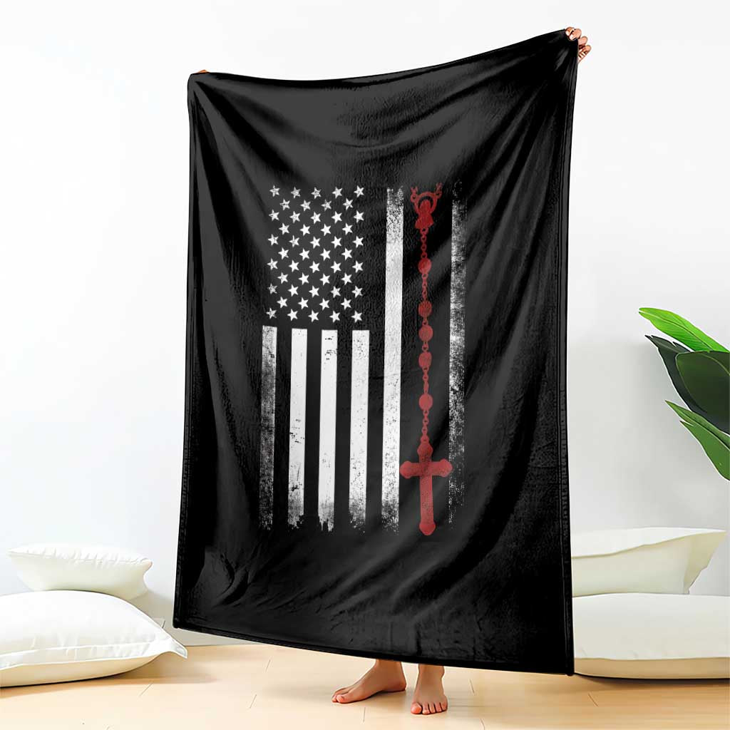 American Flag Rosary Catholic Cross Throw Blanket TS10 Print Your Wear