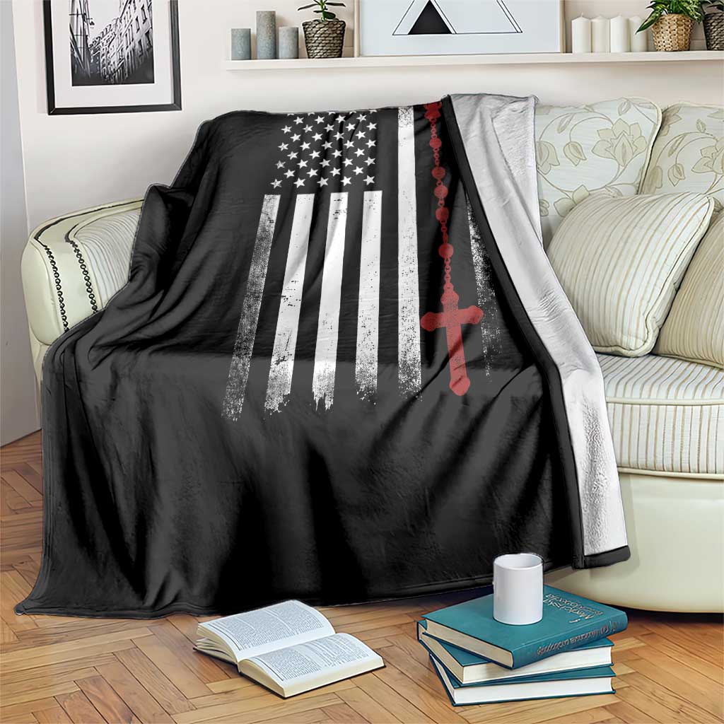 American Flag Rosary Catholic Cross Throw Blanket TS10 Print Your Wear