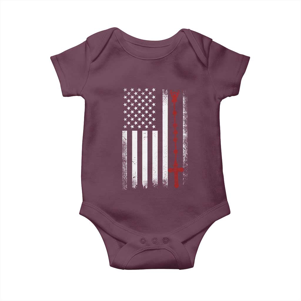 American Flag Rosary Catholic Cross Baby Onesie TS10 Maroon Print Your Wear