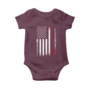 American Flag Rosary Catholic Cross Baby Onesie TS10 Maroon Print Your Wear