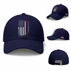 American Flag Rosary Catholic Cross Baseball Cap TS10 Baseball Cap Universal Fit Dark Blue Print Your Wear