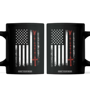 American Flag Rosary Catholic Cross Coffee Mug TS10 Black Print Your Wear