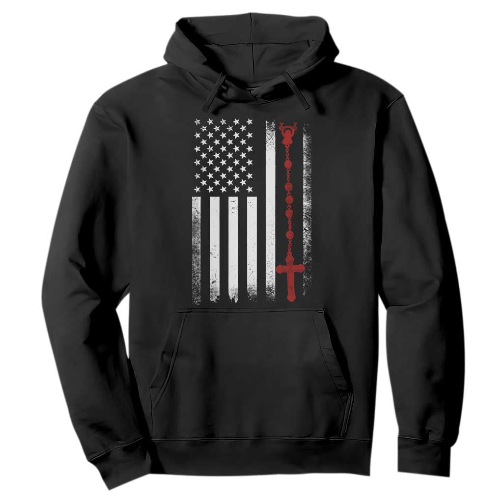 American Flag Rosary Catholic Cross Hoodie TS10 Black Print Your Wear