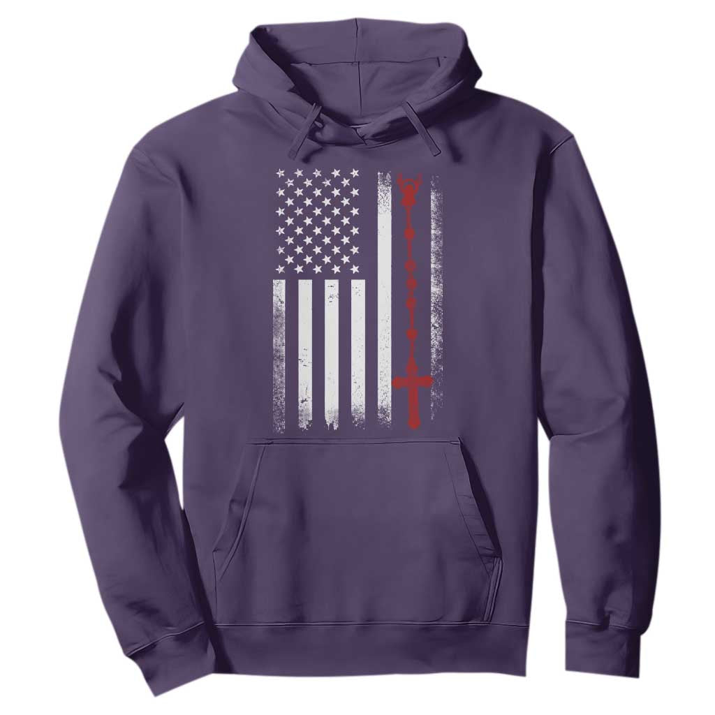 American Flag Rosary Catholic Cross Hoodie TS10 Purple Print Your Wear