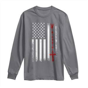 American Flag Rosary Catholic Cross Long Sleeve Shirt TS10 Charcoal Print Your Wear