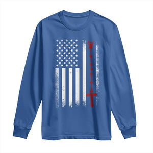 American Flag Rosary Catholic Cross Long Sleeve Shirt TS10 Royal Blue Print Your Wear