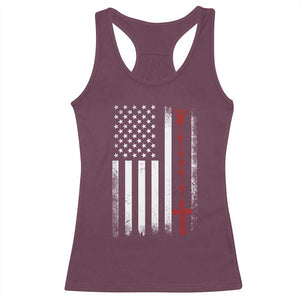 American Flag Rosary Catholic Cross Racerback Tank Top TS10 Maroon Print Your Wear
