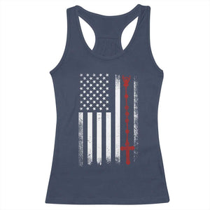American Flag Rosary Catholic Cross Racerback Tank Top TS10 Navy Print Your Wear