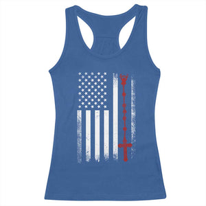 American Flag Rosary Catholic Cross Racerback Tank Top TS10 Royal Blue Print Your Wear