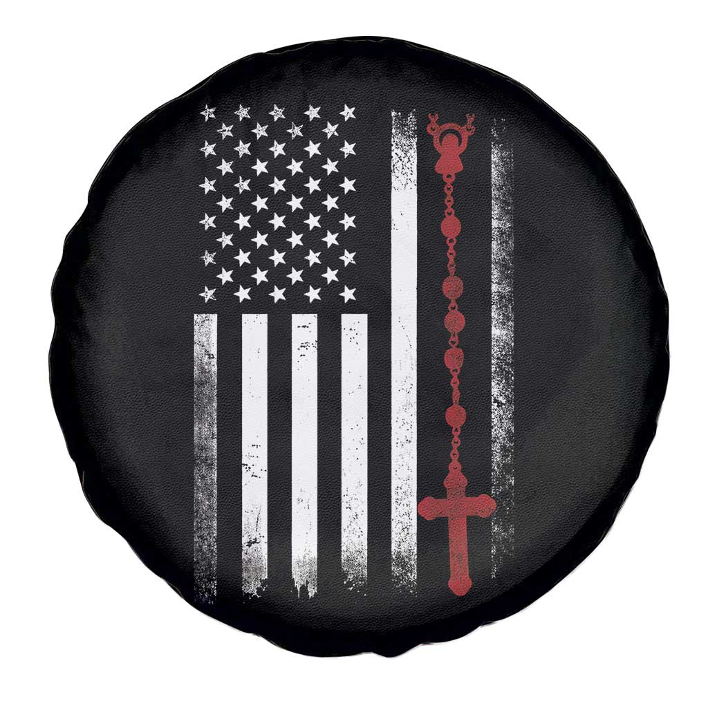 American Flag Rosary Catholic Cross Spare Tire Cover TS10 Print Your Wear