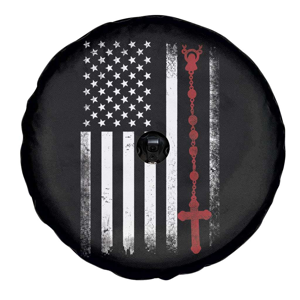 American Flag Rosary Catholic Cross Spare Tire Cover TS10 Print Your Wear