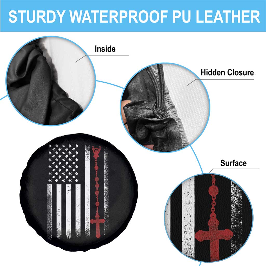 American Flag Rosary Catholic Cross Spare Tire Cover TS10 Print Your Wear