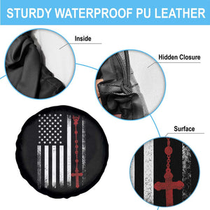 American Flag Rosary Catholic Cross Spare Tire Cover TS10 Print Your Wear