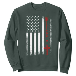 American Flag Rosary Catholic Cross Sweatshirt TS10 Dark Forest Green Print Your Wear