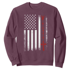 American Flag Rosary Catholic Cross Sweatshirt TS10 Maroon Print Your Wear