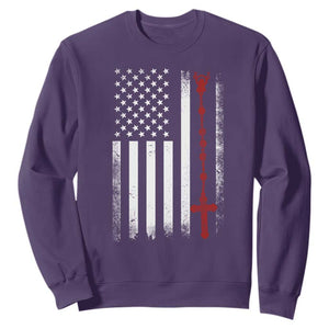 American Flag Rosary Catholic Cross Sweatshirt TS10 Purple Print Your Wear