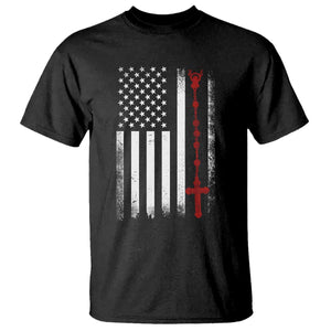 American Flag Rosary Catholic Cross T Shirt TS10 Black Print Your Wear
