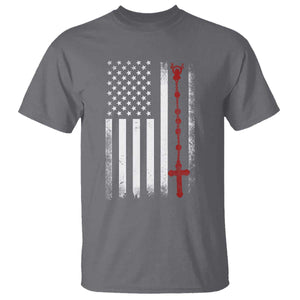 American Flag Rosary Catholic Cross T Shirt TS10 Charcoal Print Your Wear