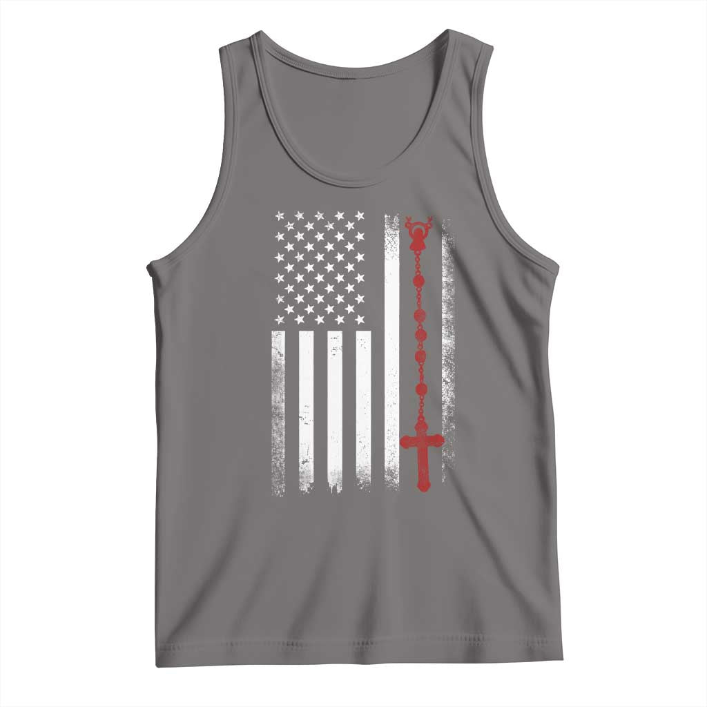 American Flag Rosary Catholic Cross Tank Top TS10 Deep Heather Print Your Wear