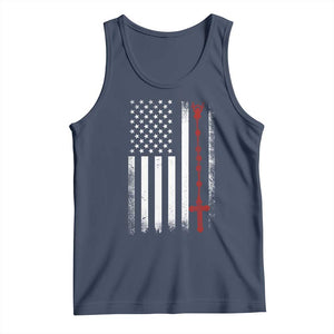 American Flag Rosary Catholic Cross Tank Top TS10 Navy Print Your Wear