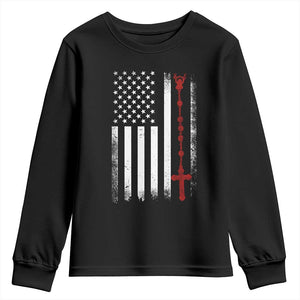 American Flag Rosary Catholic Cross Youth Sweatshirt TS10 Black Print Your Wear