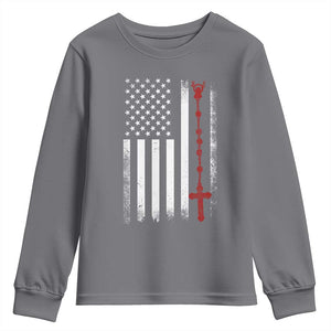 American Flag Rosary Catholic Cross Youth Sweatshirt TS10 Charcoal Print Your Wear