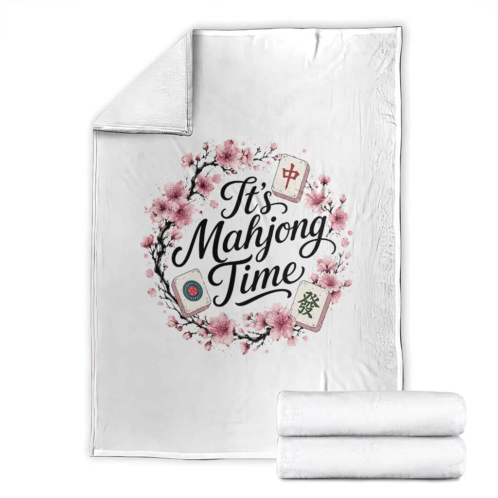 Mahjong Throw Blanket Floral Mah Jongg TS10 White Print Your Wear