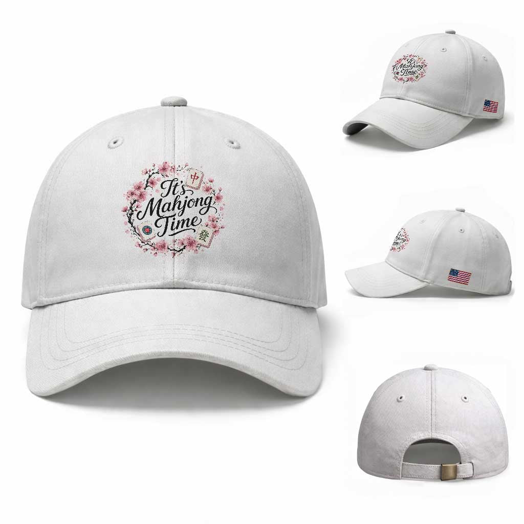 Mahjong Baseball Cap Floral Mah Jongg TS10 Baseball Cap Universal Fit White Print Your Wear