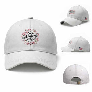 Mahjong Baseball Cap Floral Mah Jongg TS10 Baseball Cap Universal Fit White Print Your Wear