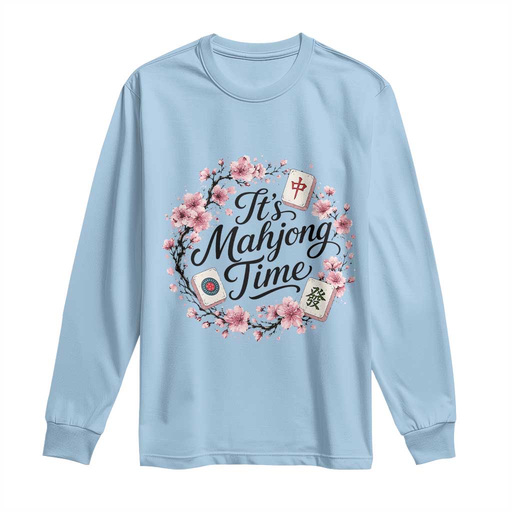 Mahjong Long Sleeve Shirt Floral Mah Jongg TS10 Light Blue Print Your Wear
