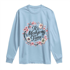 Mahjong Long Sleeve Shirt Floral Mah Jongg TS10 Light Blue Print Your Wear