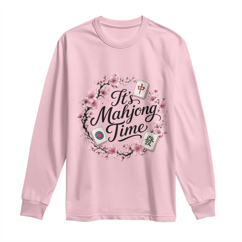 Mahjong Long Sleeve Shirt Floral Mah Jongg TS10 Light Pink Print Your Wear