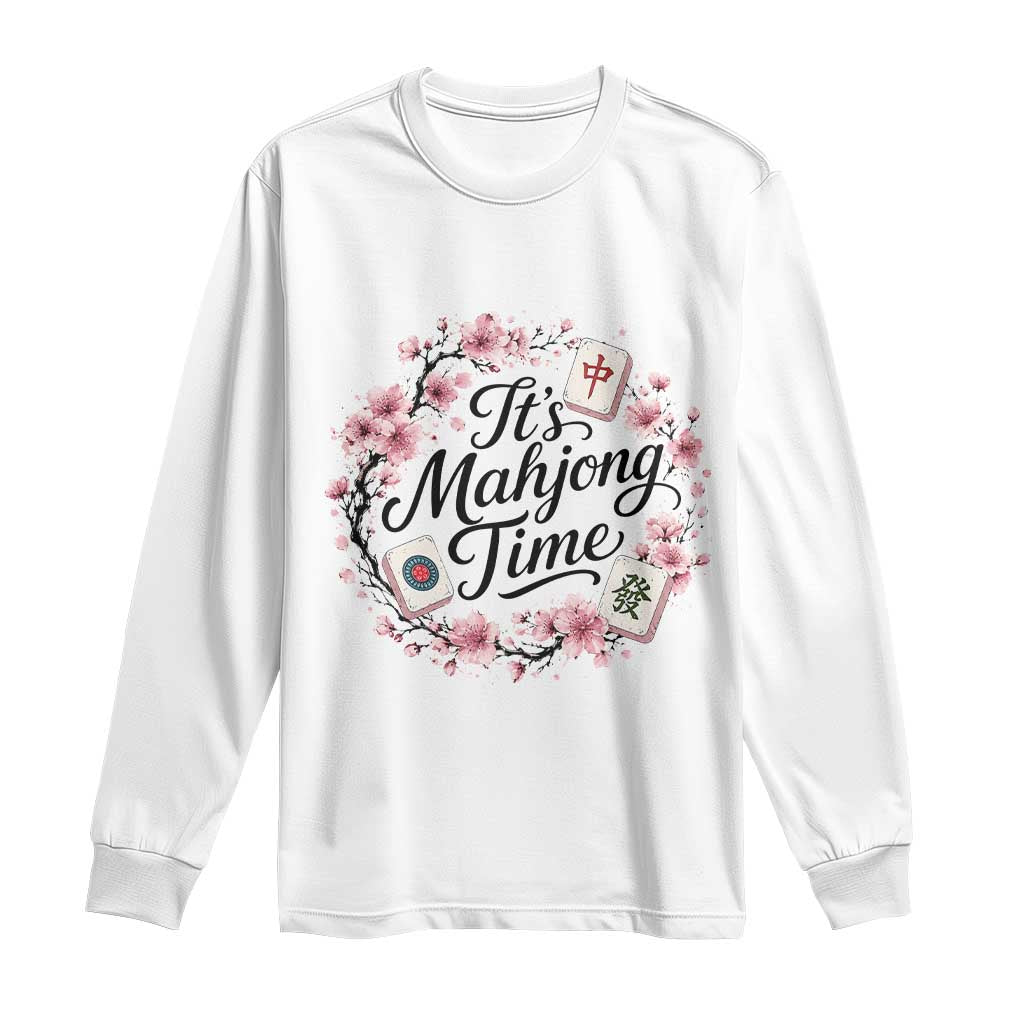 Mahjong Long Sleeve Shirt Floral Mah Jongg TS10 White Print Your Wear